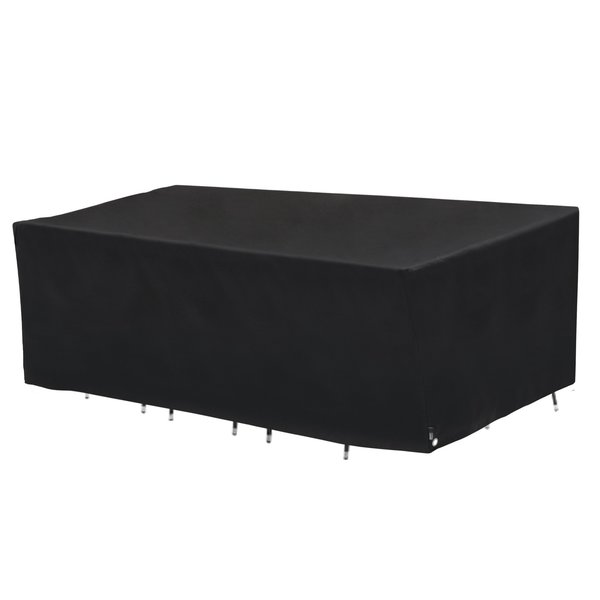 Modern Leisure Black Diamond Rect/Oval Patio Table & Chair Set Cover, Waterproof, 18 in. Lx64 in. Wx34 in. H, Black 3085